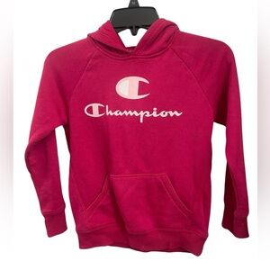 Champion Powerblend Bright Pink Graphic Poly/Cotton Drawstring Hoodie Sz(S)